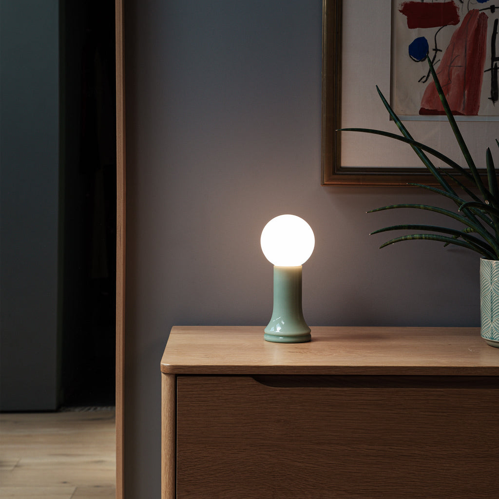 Tala Shore Table Lamp in Sea Green - Set of 2 in a styled interior setting (view 2)