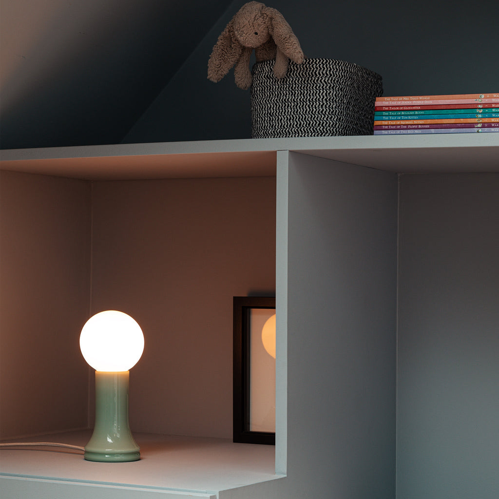 Tala Shore Table Lamp in Sea Green in a styled interior setting (view 4)