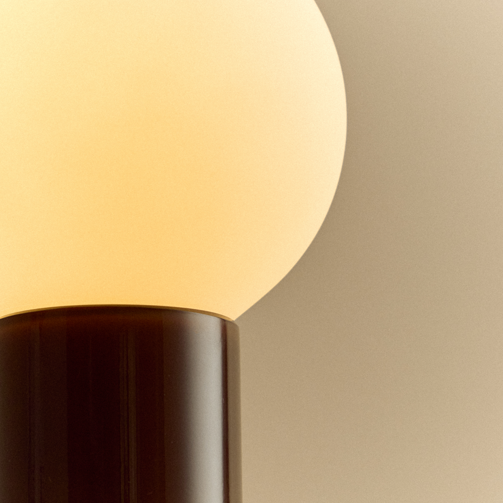 Tala Shore Table Lamp in Bottle Brown close-up detail of the finish