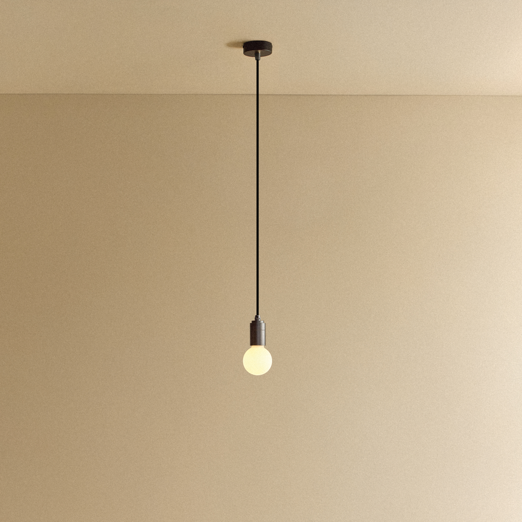 Tala Sphere II Pendant Light in Graphite shown illuminated