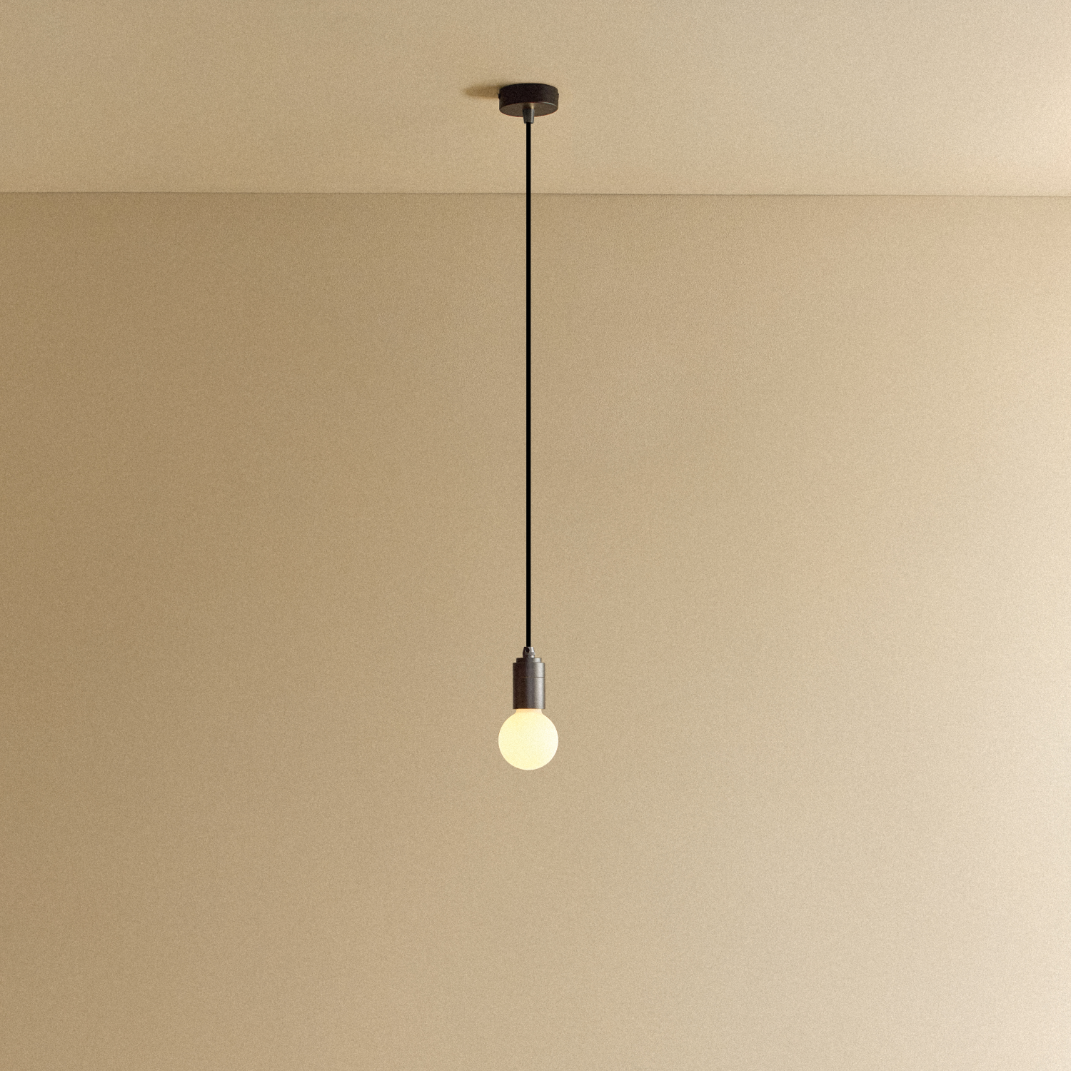 Tala Sphere II Pendant Light in Graphite shown illuminated