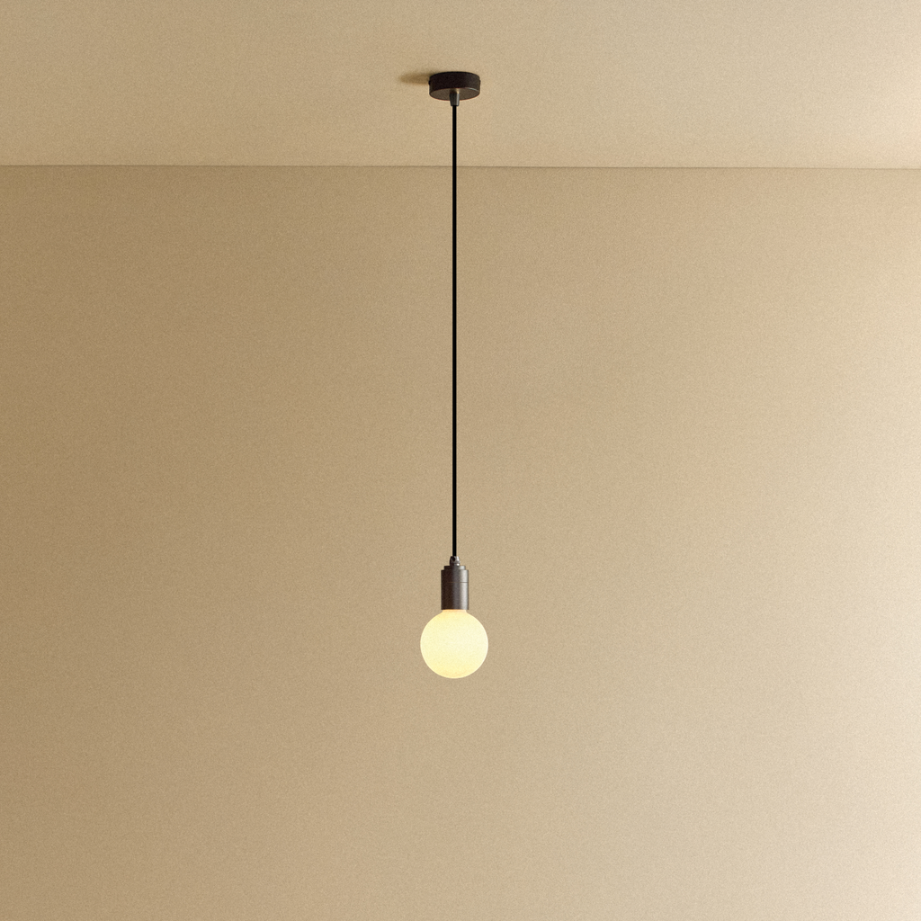 Tala Sphere III Pendant Light in Graphite shown illuminated