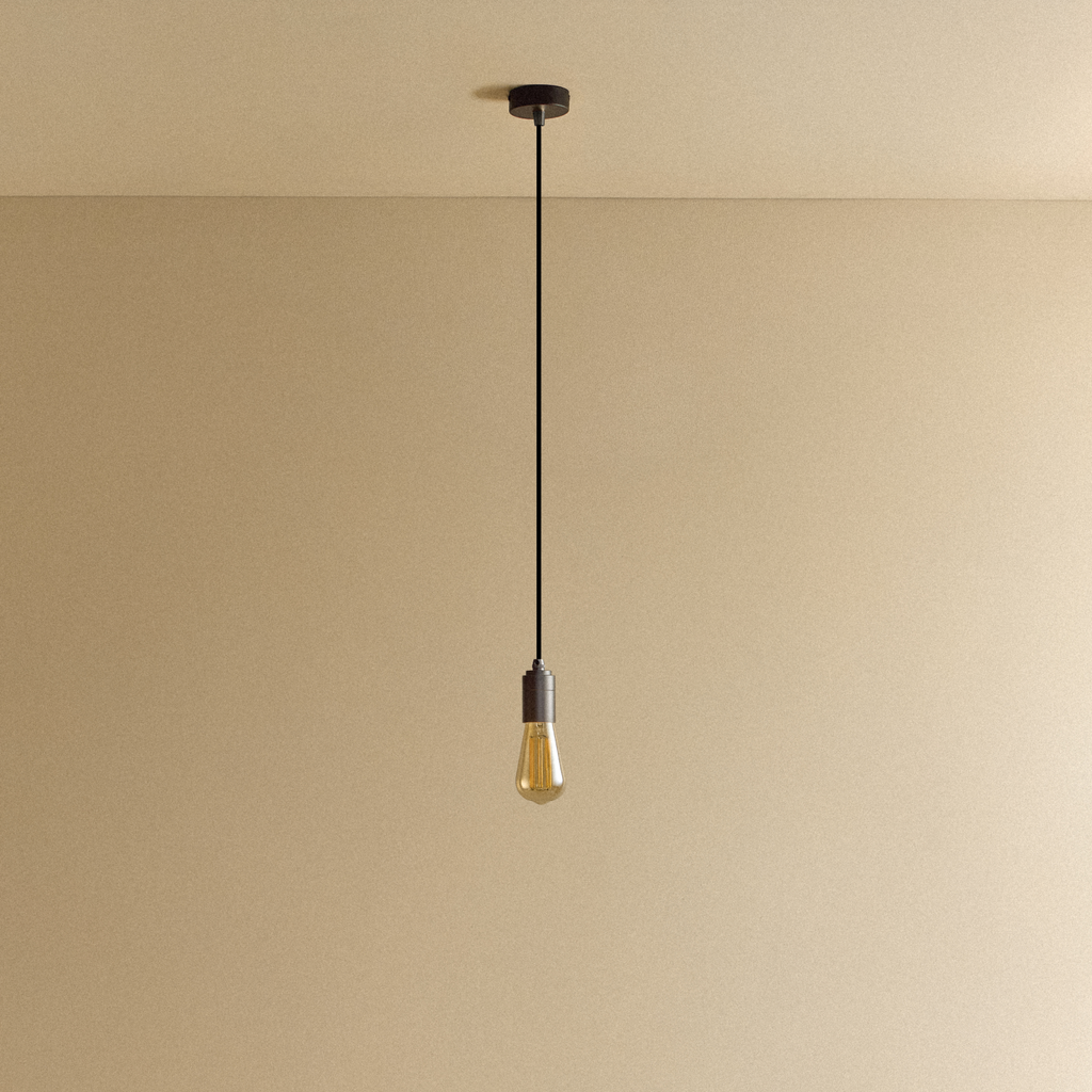 Tala Squirrel Cage Pendant Light in Graphite shown unlit