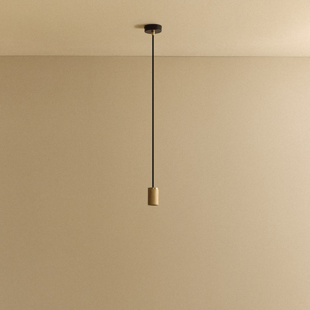 Tala Knuckle Pendant in Oak fixture shown without a bulb