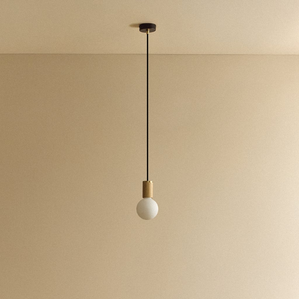 Tala Porcelain II Pendant Light in Oak shown unlit