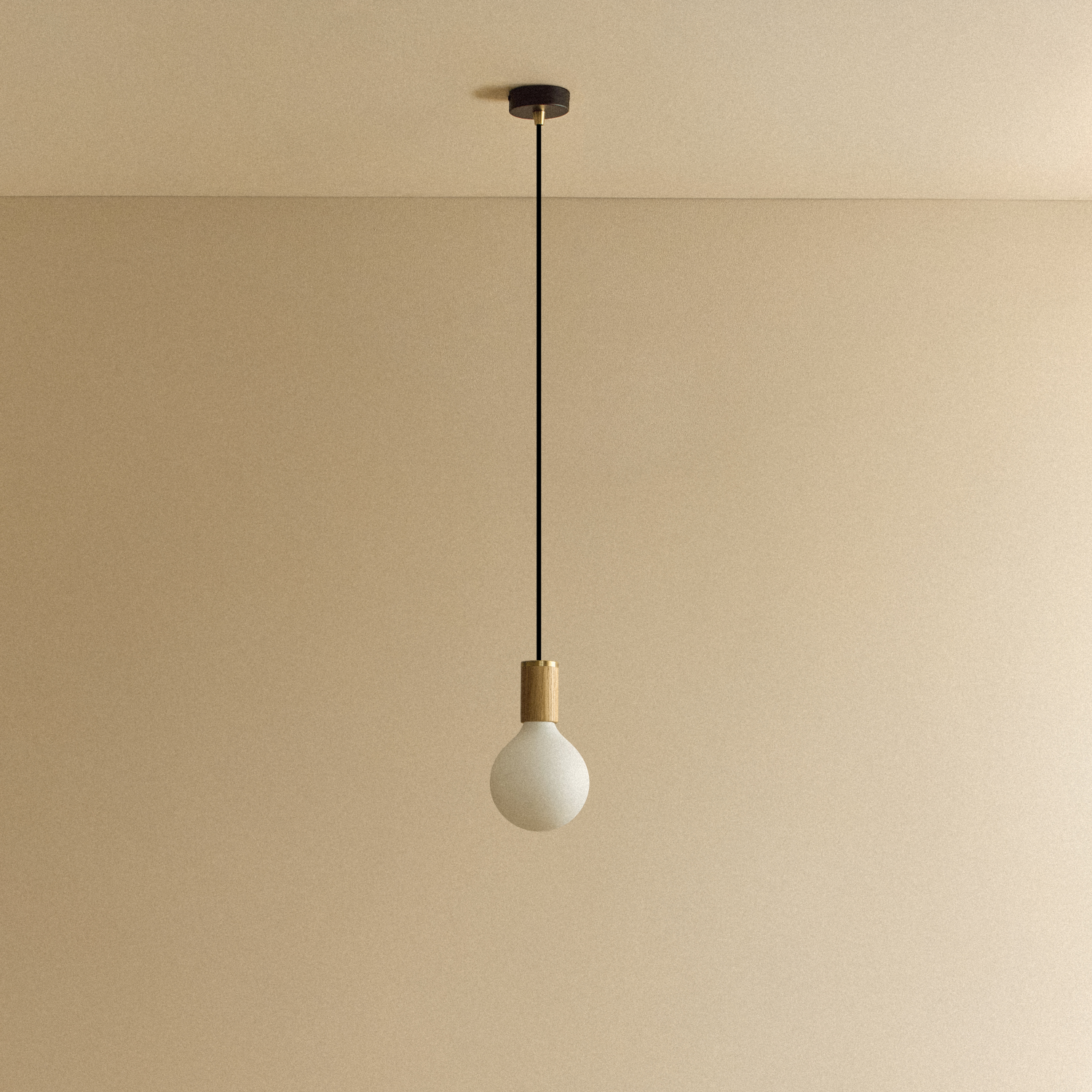 Tala Porcelain III Pendant Light in Oak shown unlit
