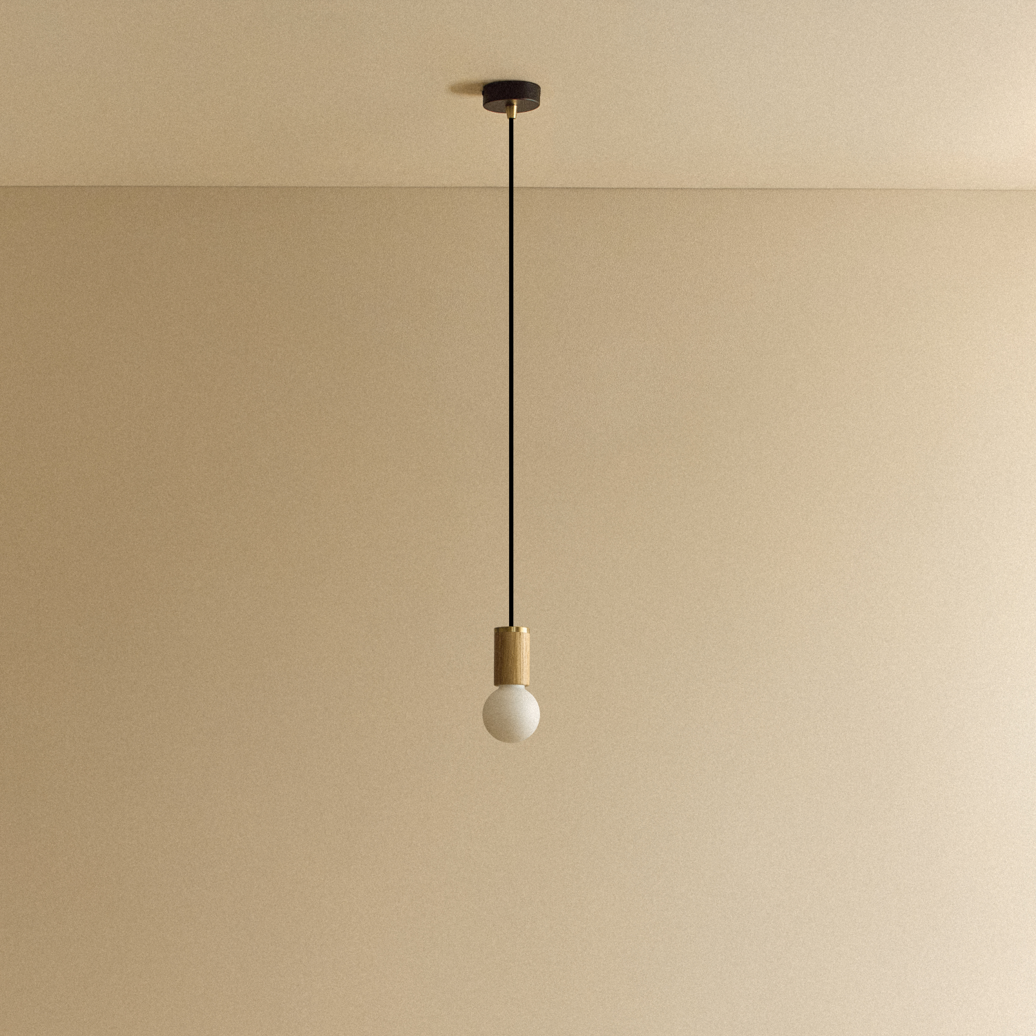 Tala Sphere II Pendant Light in Oak shown unlit