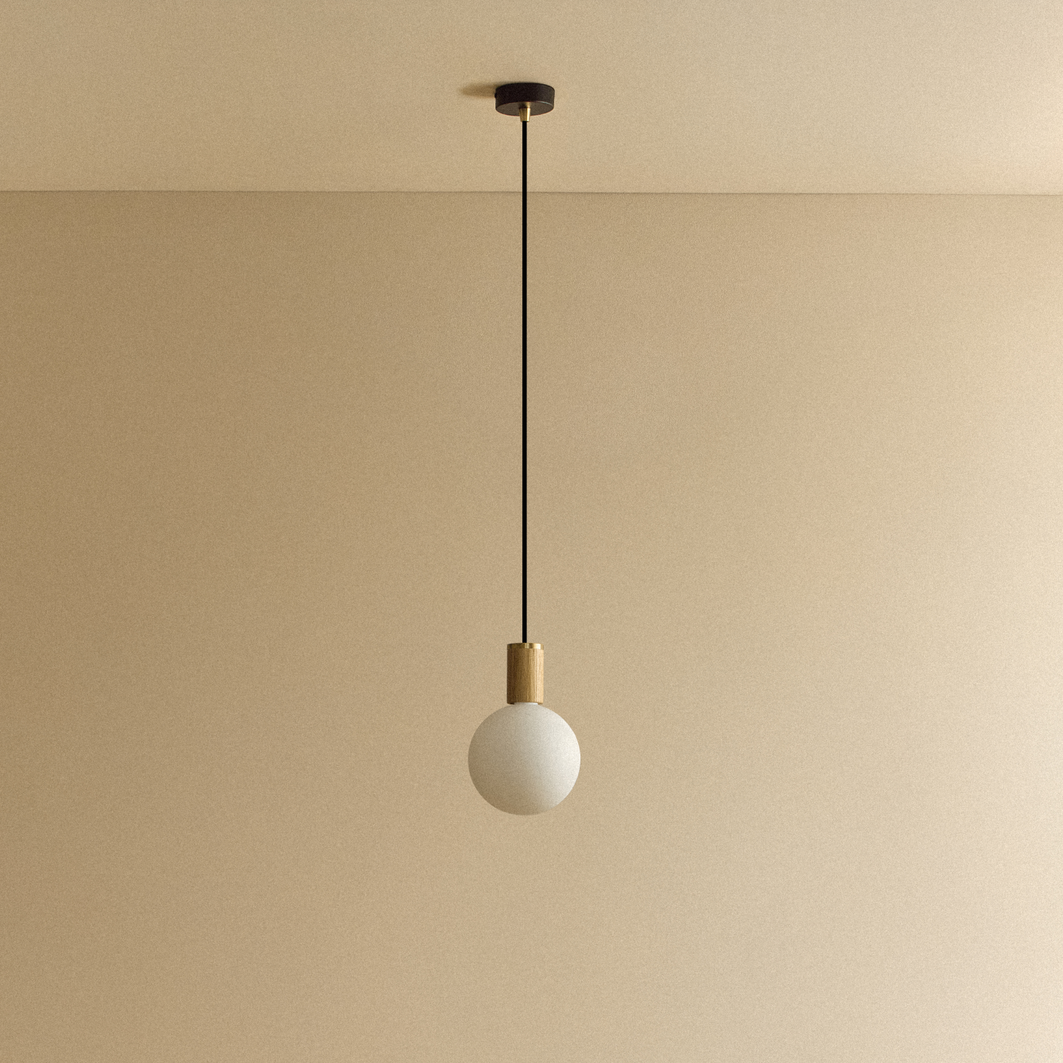 Tala Sphere IV Pendant Light in Oak shown unlit