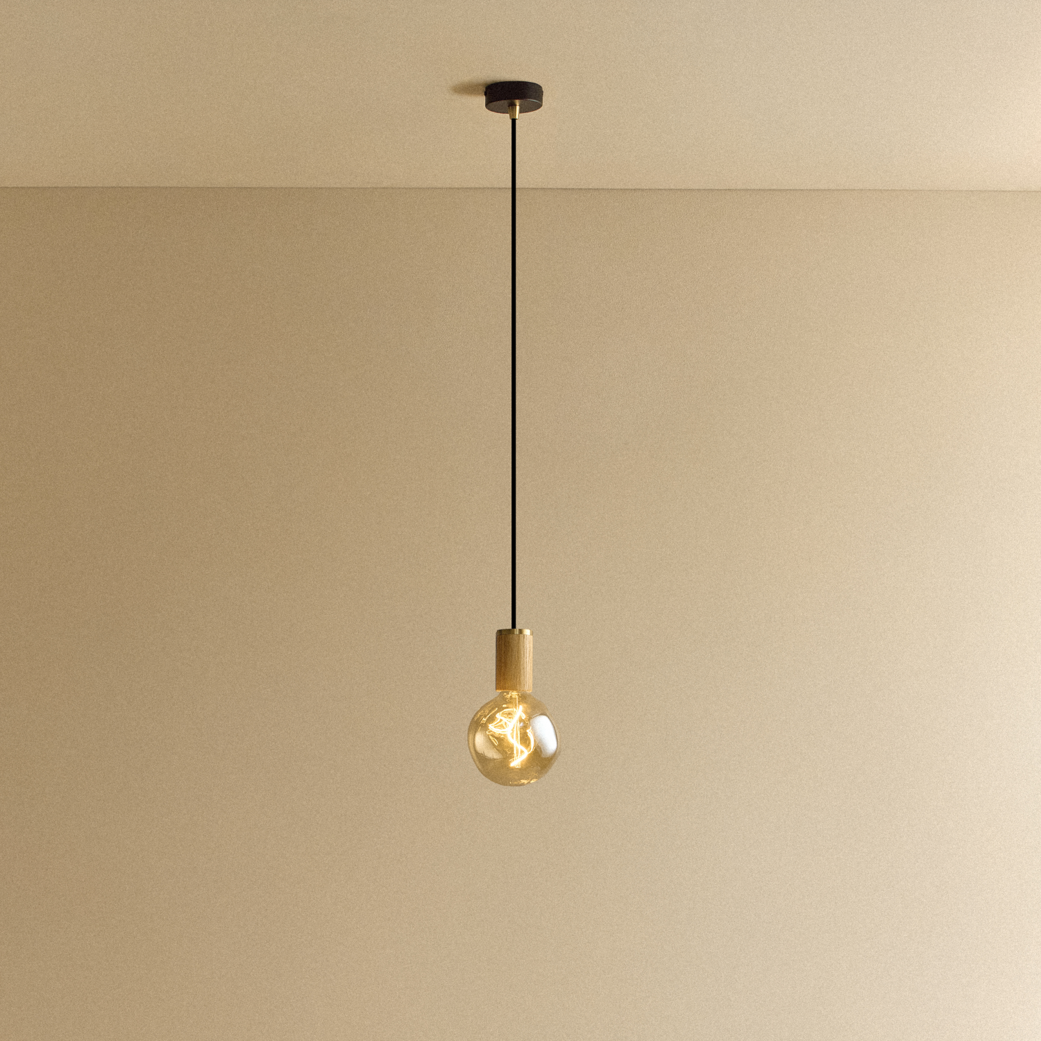 Tala Voronoi I Pendant Light in Oak shown illuminated