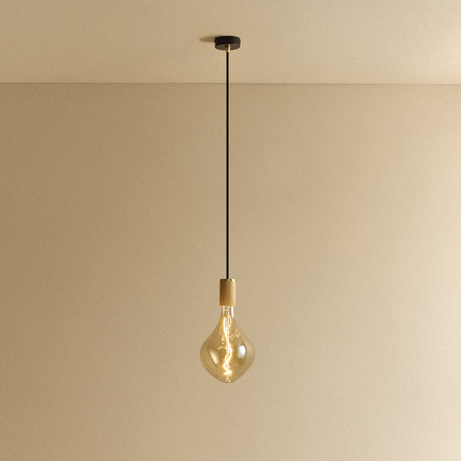 Tala Voronoi II Pendant Light in Oak shown illuminated