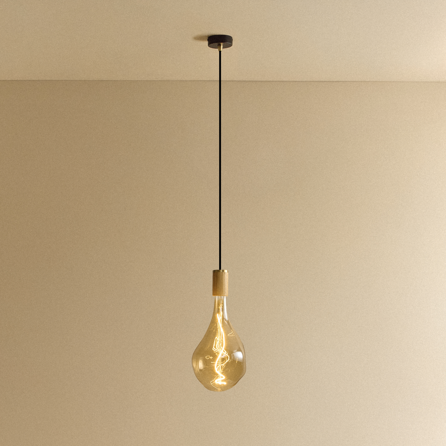 Tala Voronoi III Pendant Light in Oak shown illuminated