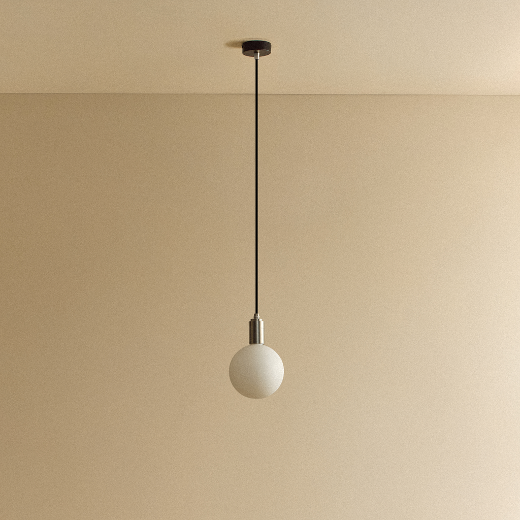 Tala Sphere IV Pendant Light in Stainless Steel shown unlit