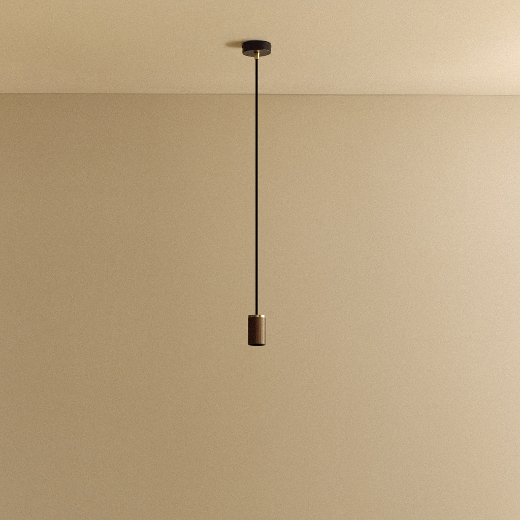 Tala Knuckle Pendant in Walnut fixture shown without a bulb