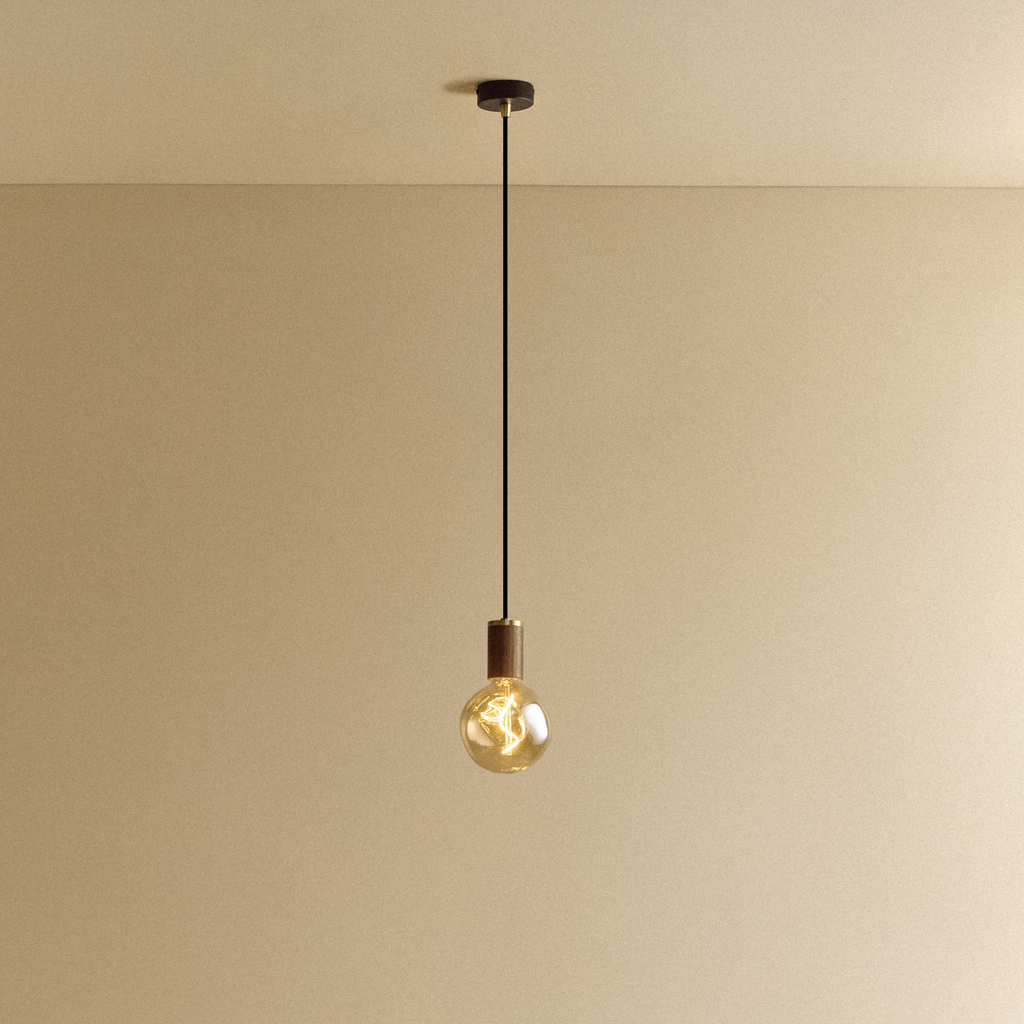 Tala Voronoi I Pendant Light in Walnut shown illuminated