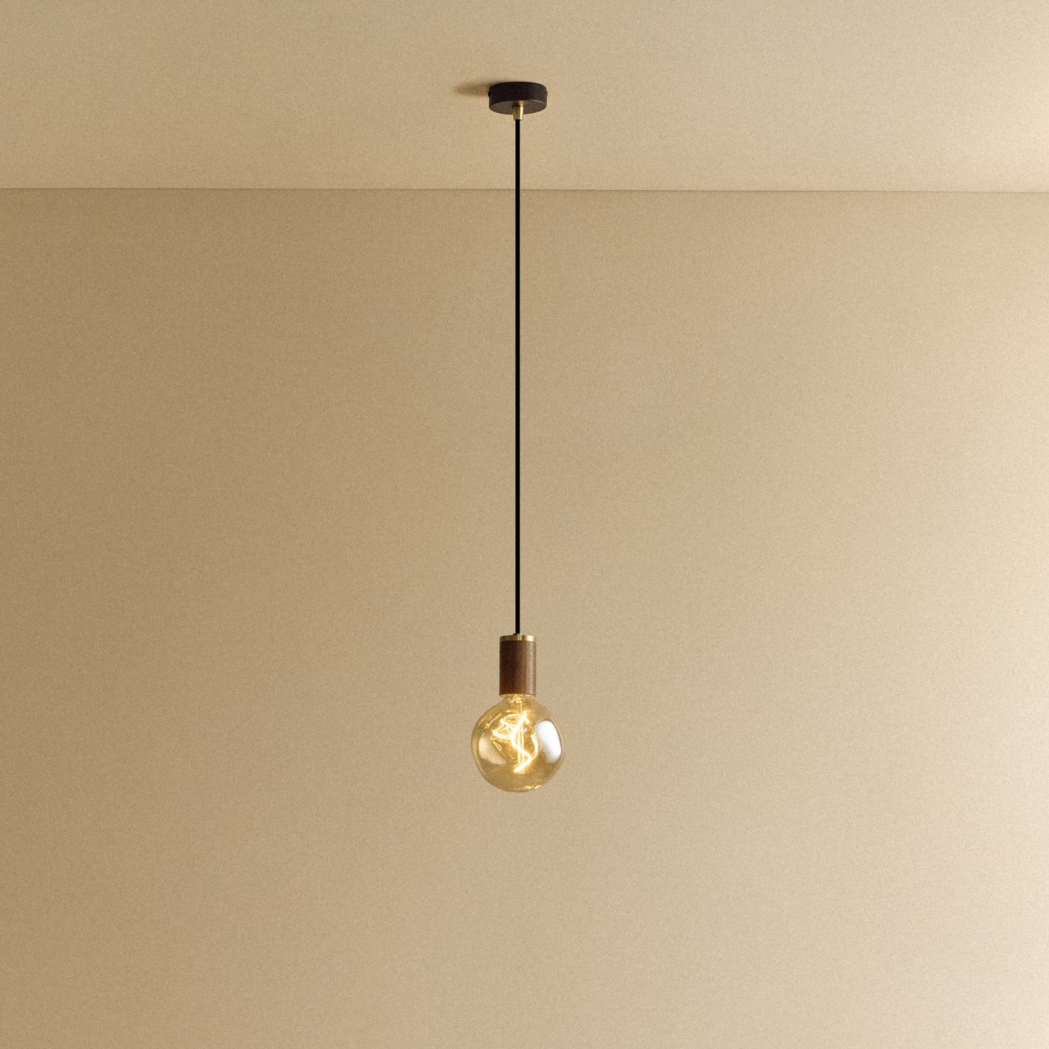 Tala Voronoi I Pendant Light in Walnut shown illuminated