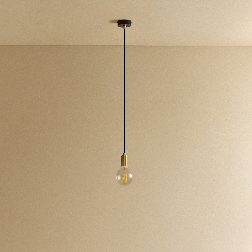 Tala Elva Pendant Light Non-Tinted in Brass shown unlit