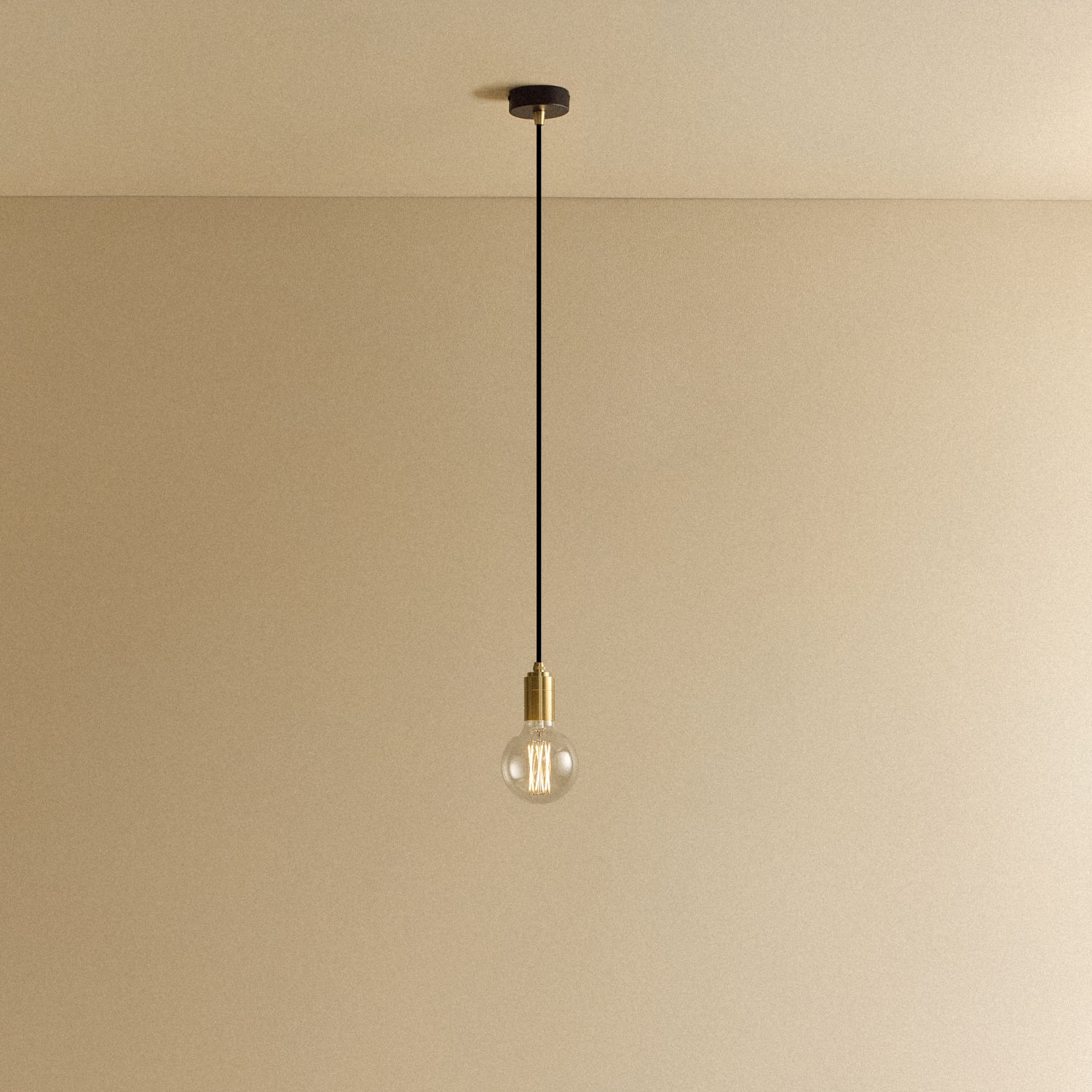Tala Elva Pendant Light Non-Tinted in Brass shown illuminated