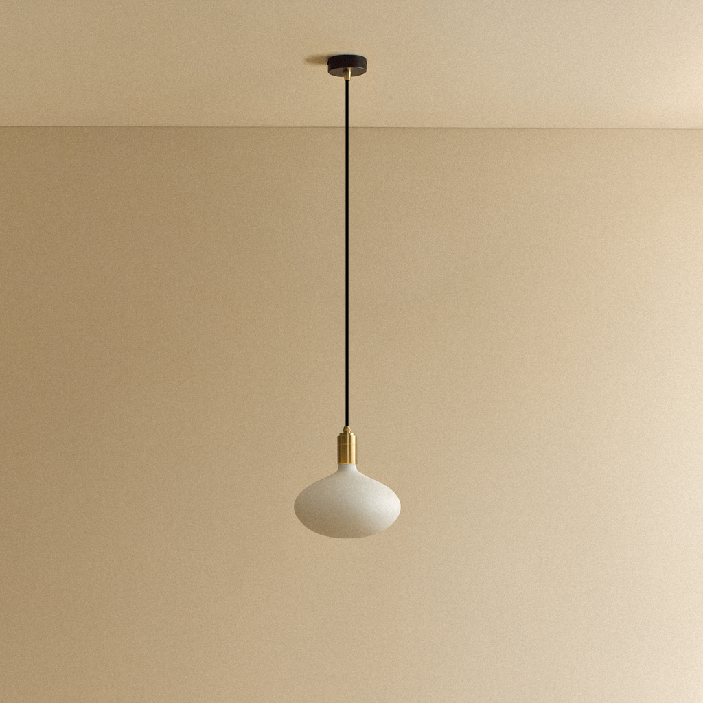 Tala Oval II Pendant Light in Brass shown unlit