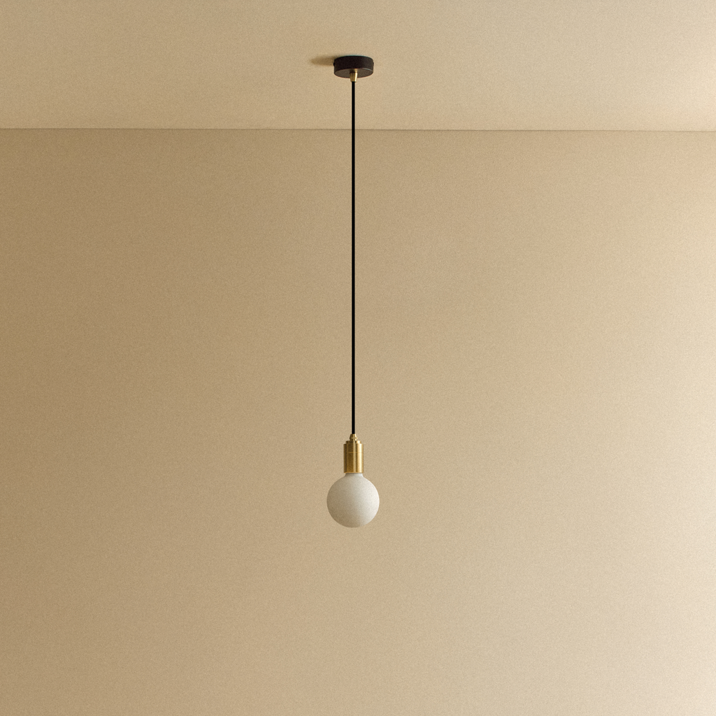 Tala Porcelain II Pendant Light in Brass shown unlit