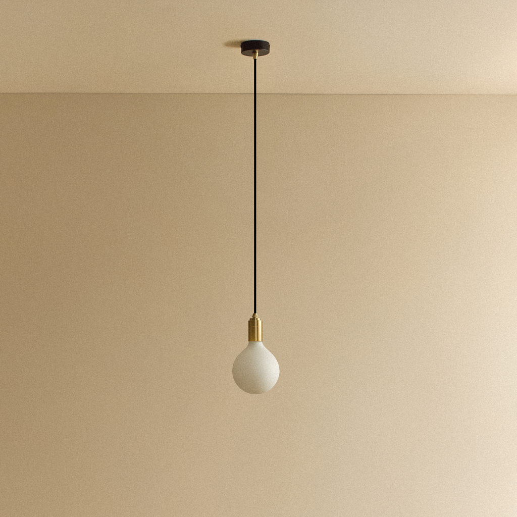 Tala Porcelain III Pendant Light in Brass shown unlit
