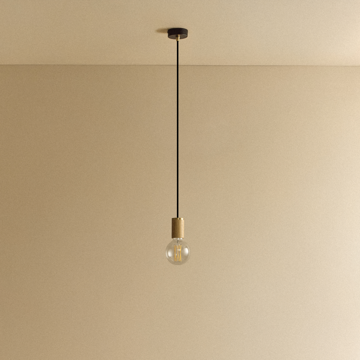 Tala Elva Pendant Light Non-Tinted in Oak shown unlit