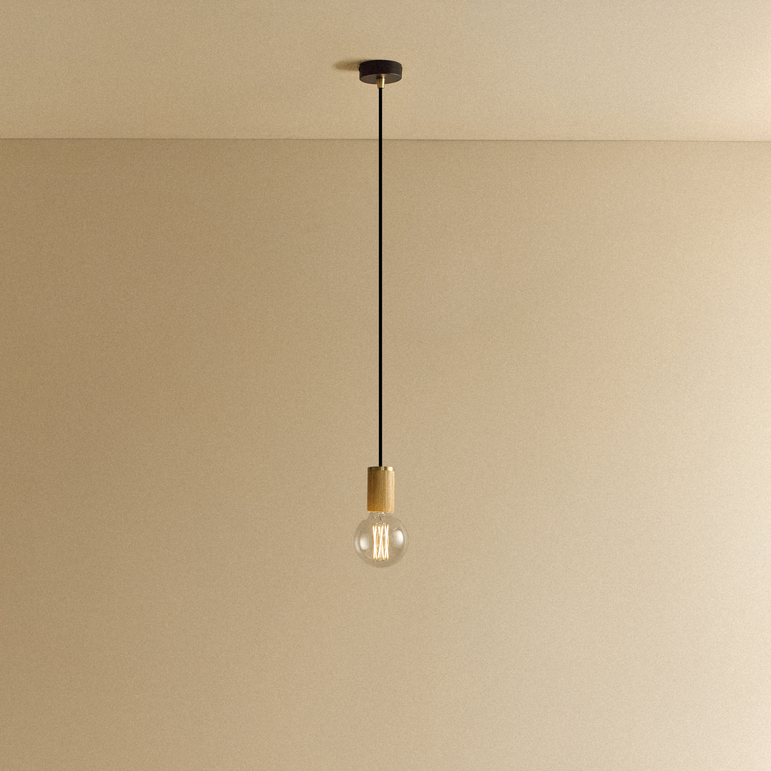 Tala Elva Pendant Light Non-Tinted in Oak shown illuminated