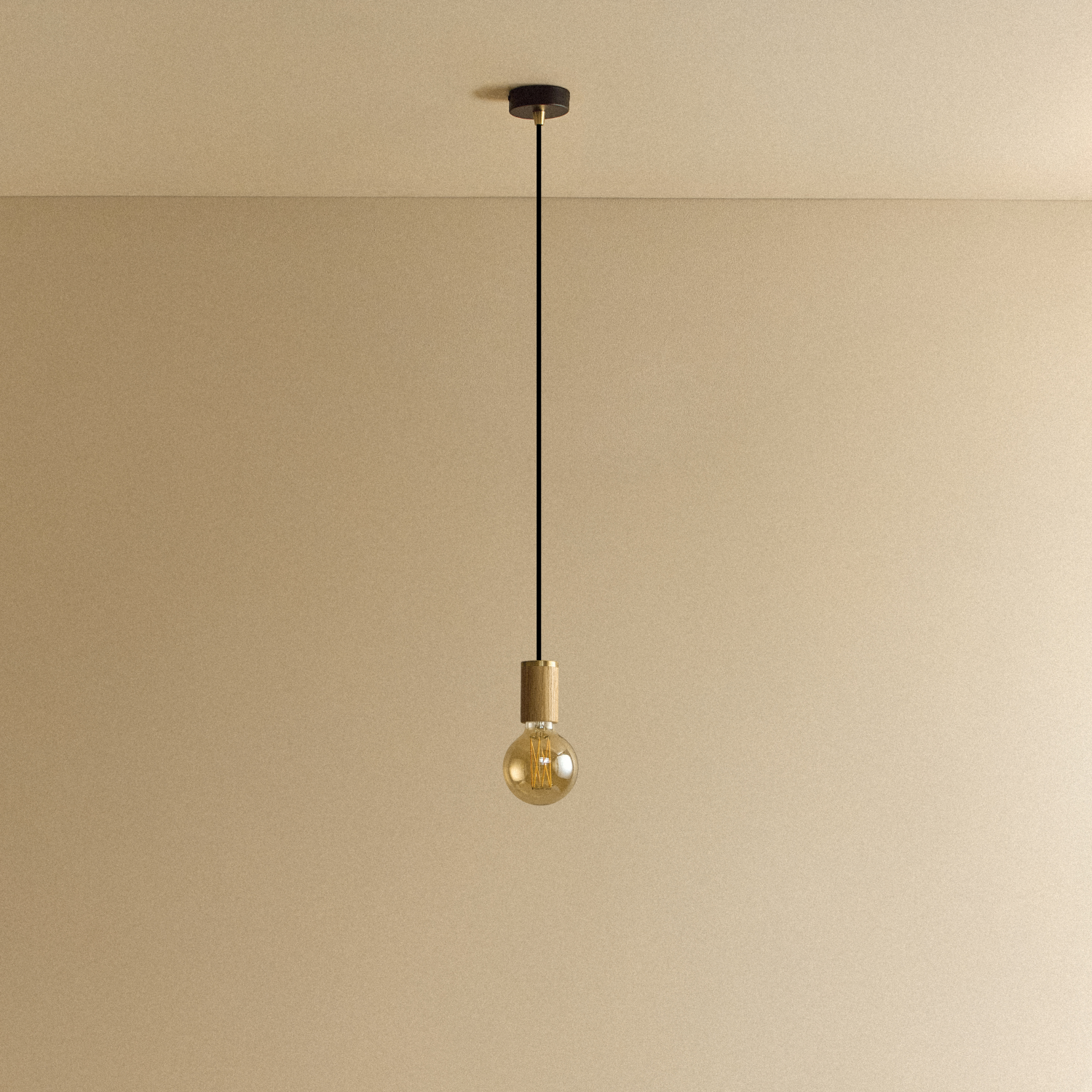 Tala Elva Pendant Light Tinted in Oak shown unlit
