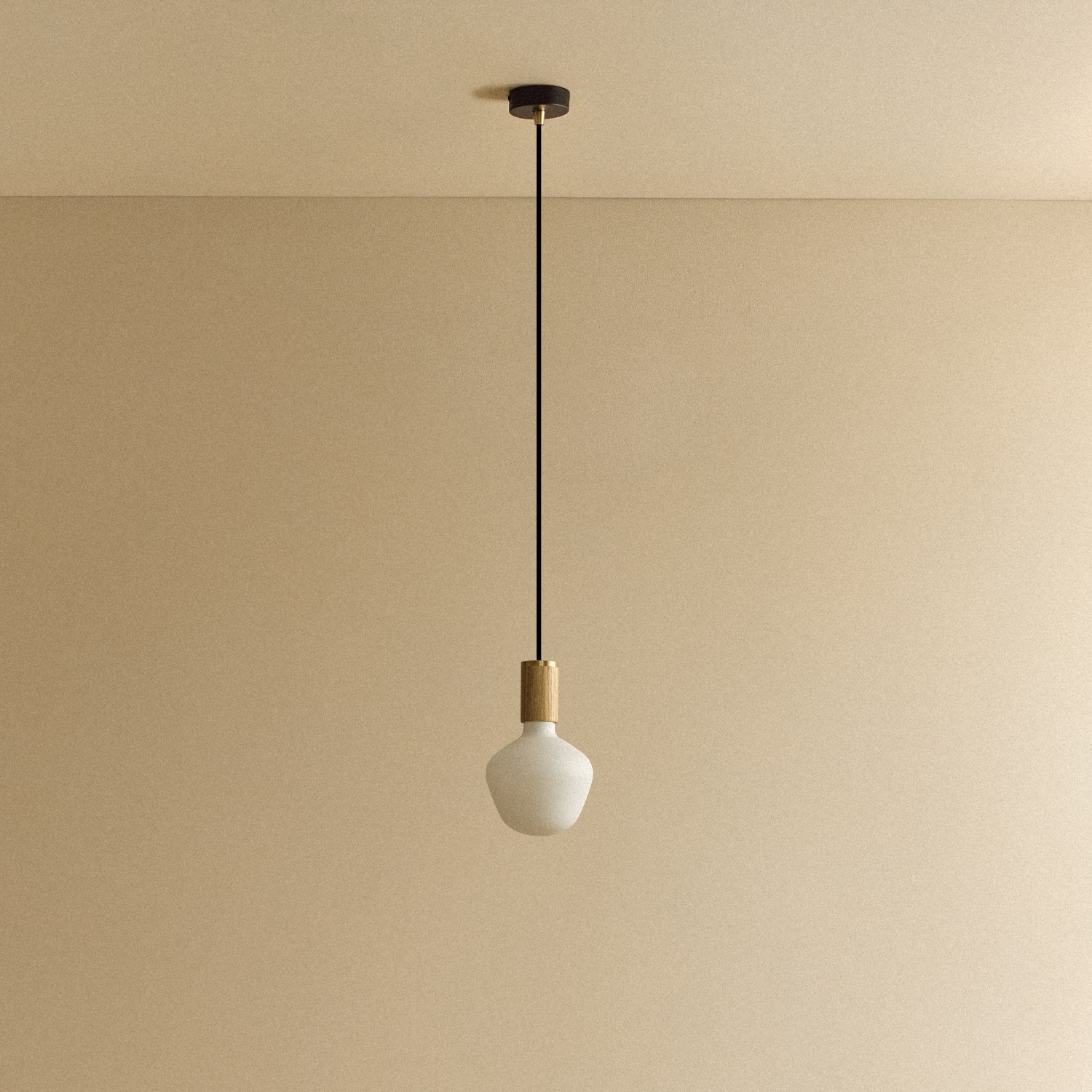 Tala Enno Pendant Light in Oak shown unlit