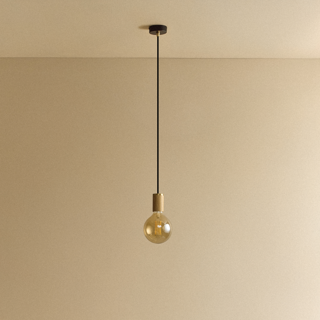 Tala Gaia Pendant Light in Oak shown unlit