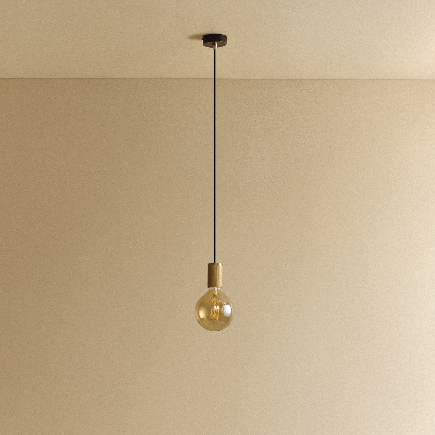 Tala Gaia Pendant Light in Oak shown unlit