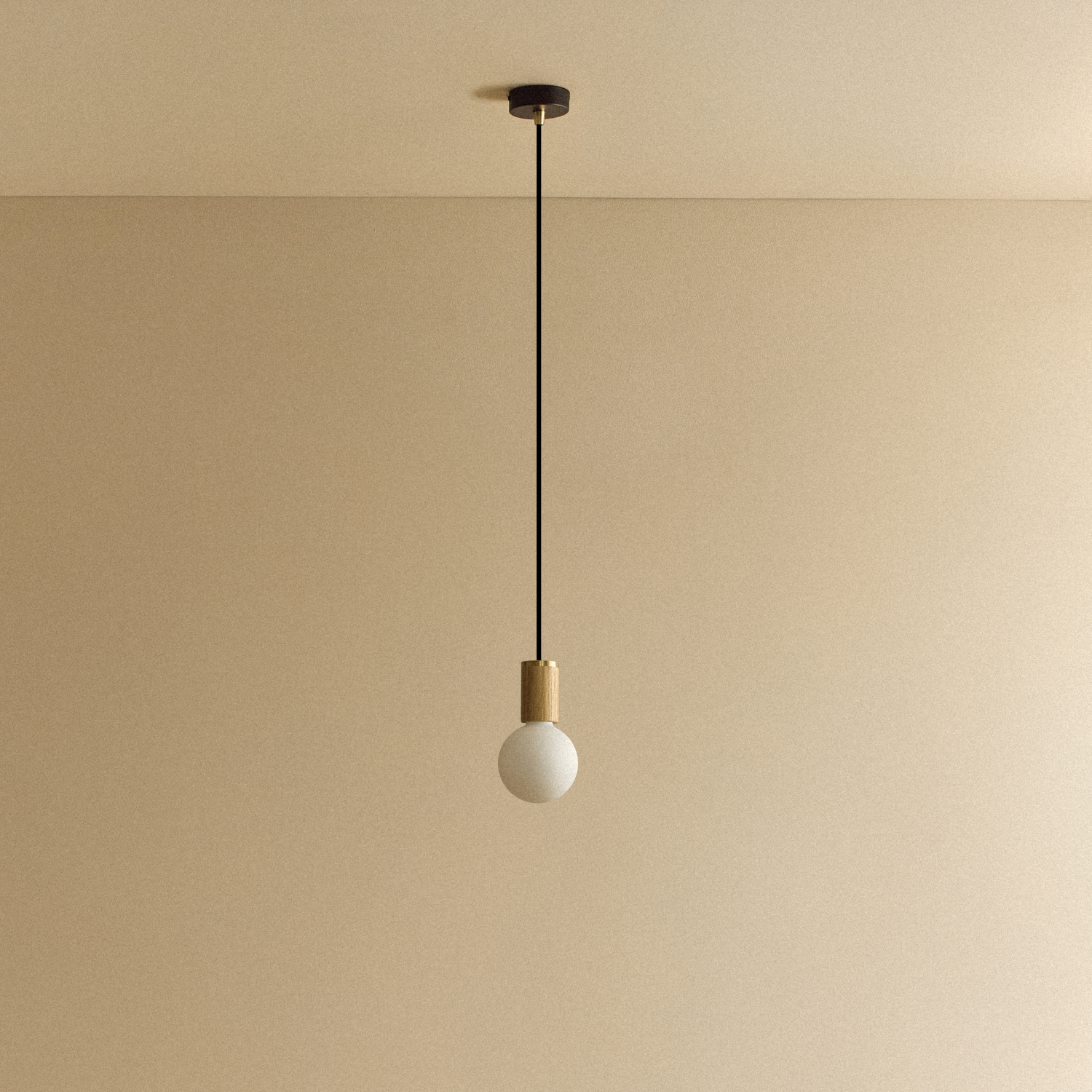 Tala Sphere III Pendant Light in Oak shown unlit
