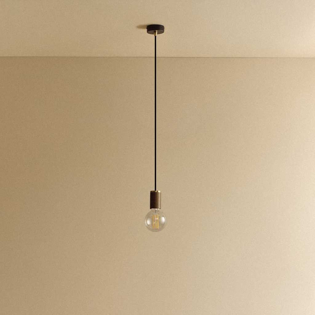 Tala Elva Pendant Light Non-Tinted in Walnut shown unlit