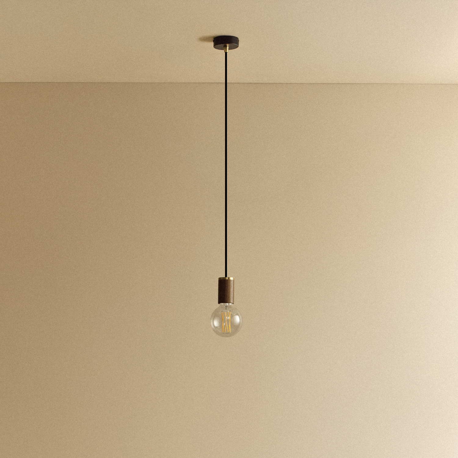 Tala Elva Pendant Light Non-Tinted in Walnut shown unlit
