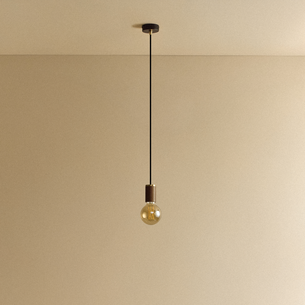 Tala Elva Pendant Light Tinted in Walnut shown unlit