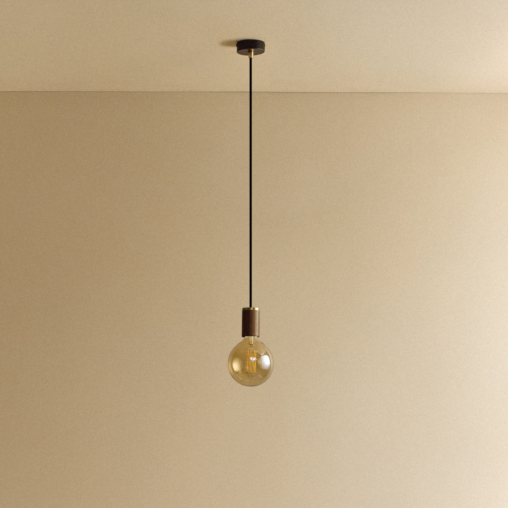Tala Gaia Pendant Light in Walnut shown unlit