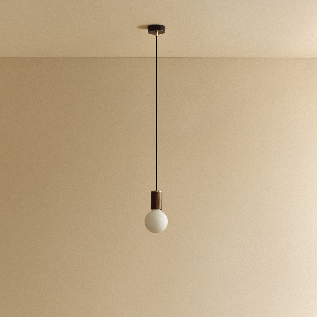 Tala Porcelain II Pendant Light in Walnut shown unlit