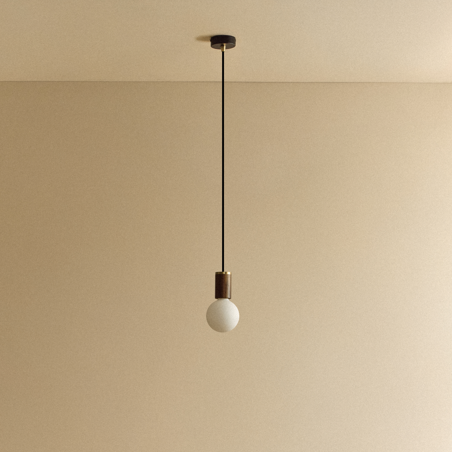 Tala Porcelain II Pendant Light in Walnut shown unlit