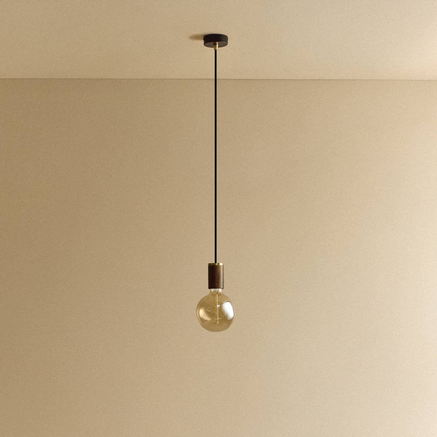 Tala Voronoi I Pendant Light in Walnut shown unlit
