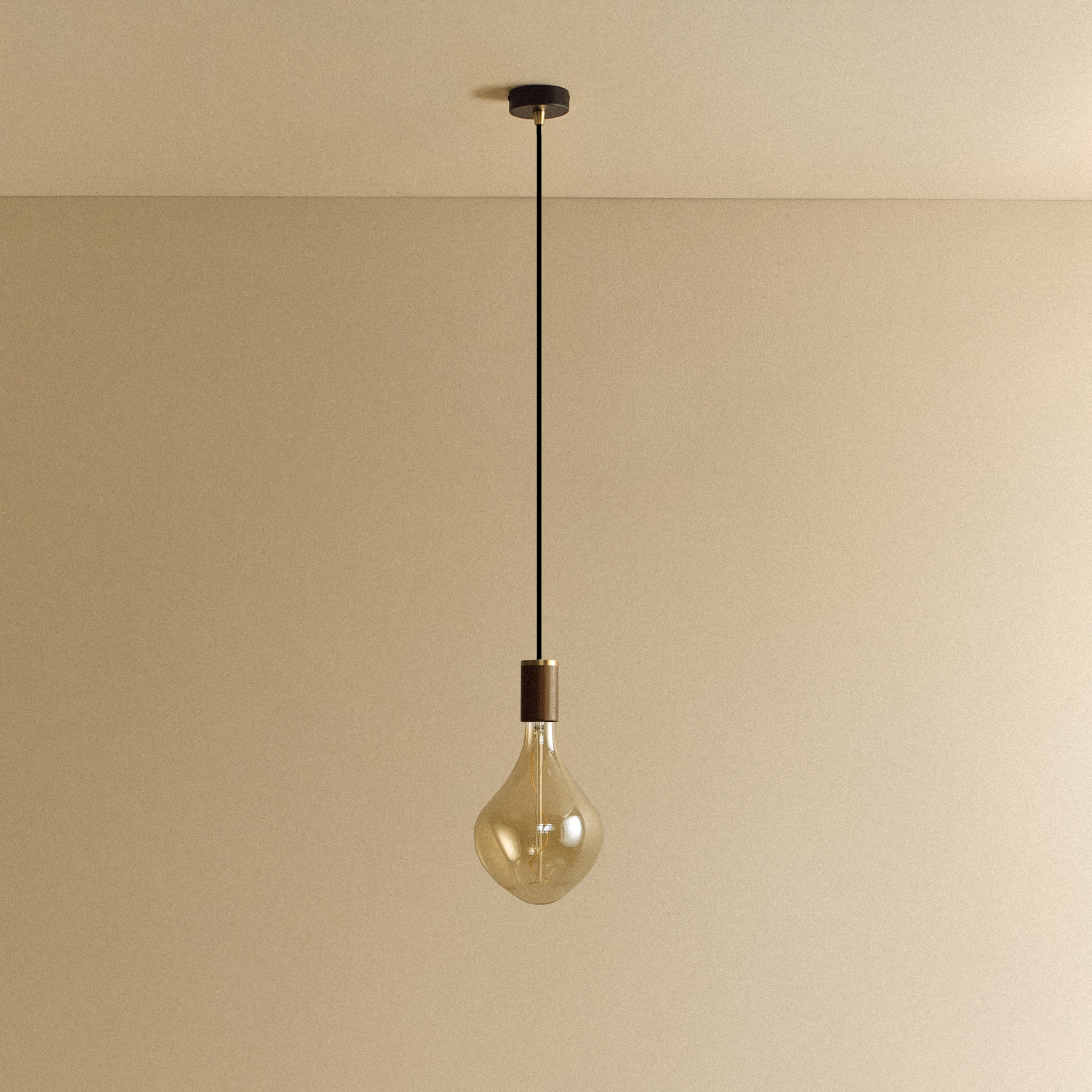 Tala Voronoi II Pendant Light in Walnut shown unlit