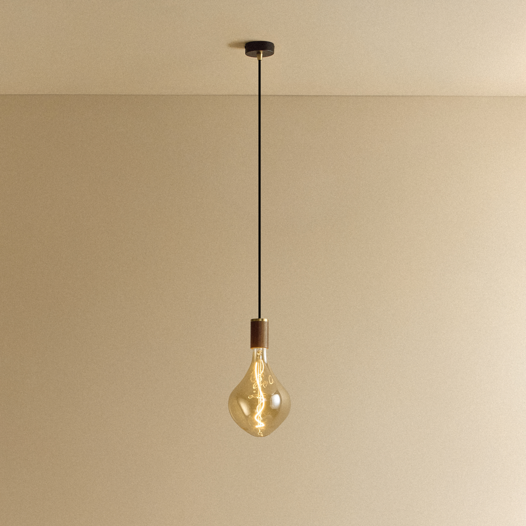 Tala Voronoi II Pendant Light in Walnut shown illuminated