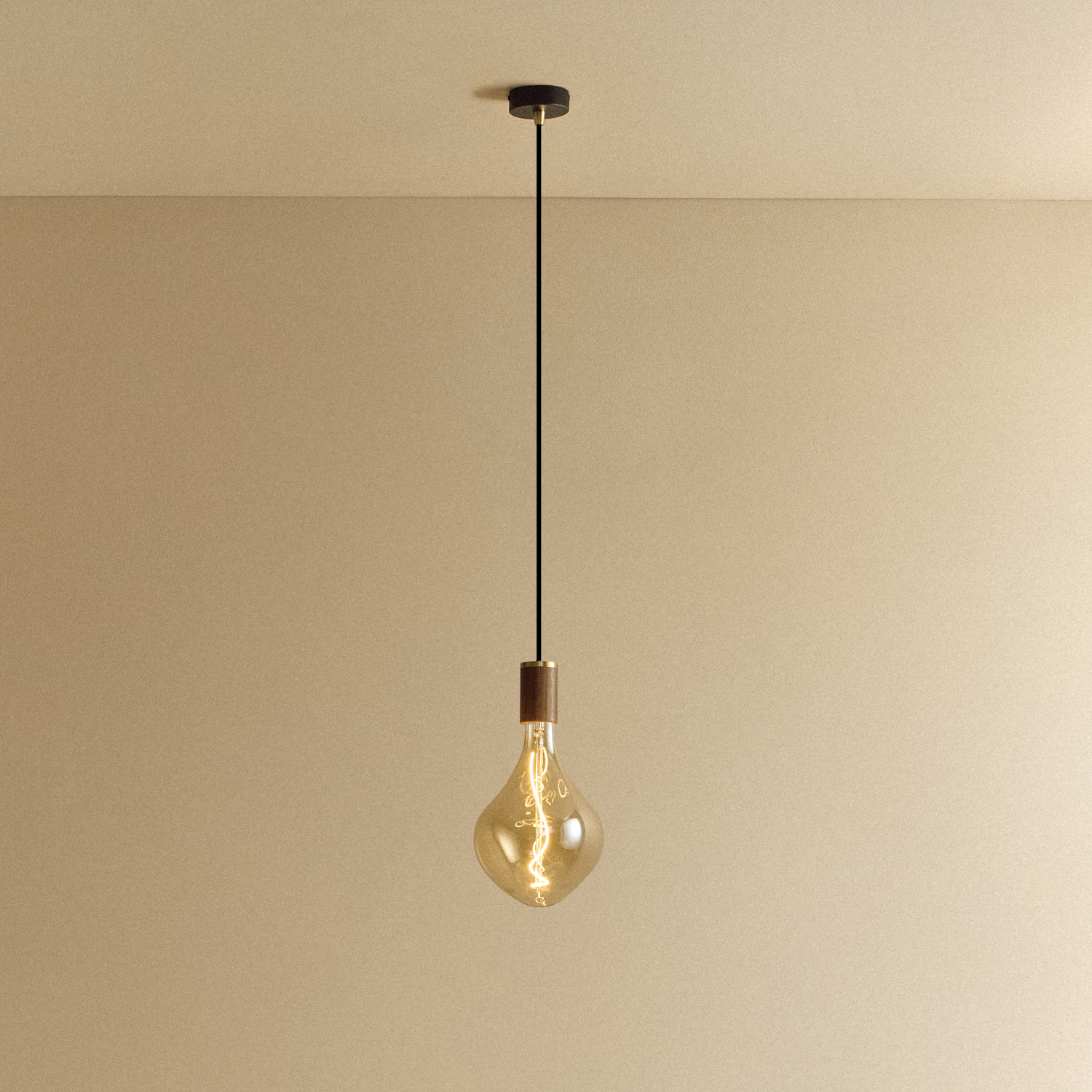 Tala Voronoi II Pendant Light in Walnut shown illuminated