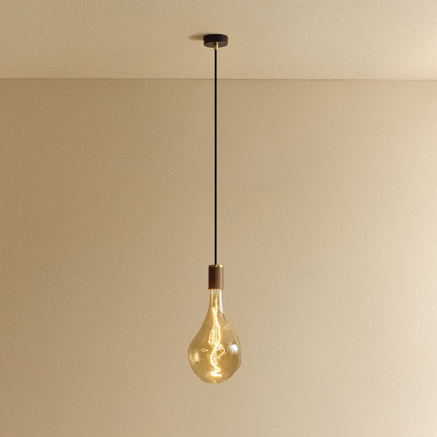 Tala Voronoi III Pendant Light in Walnut shown illuminated