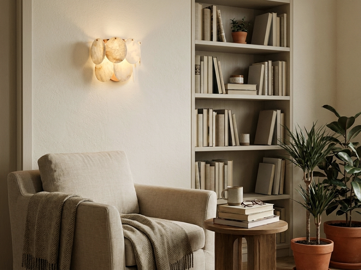 Araco Lumière Frozen Solenne natural alabaster wall light, alternate view