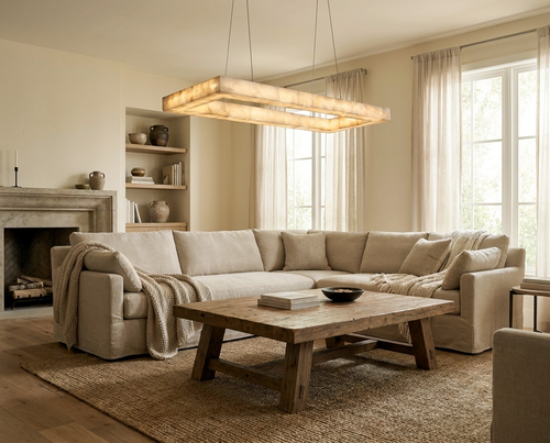 Araco Lumière Frozen Solstice natural alabaster pendant light, alternate view