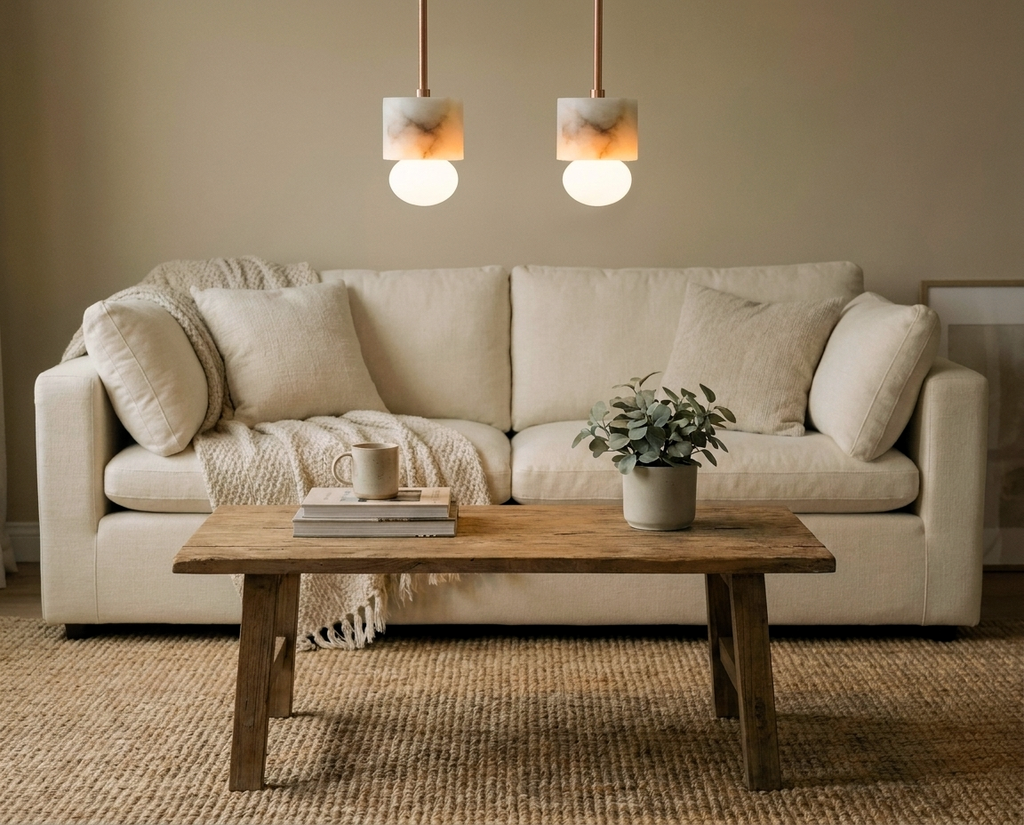 Araco Lumière Frozen Sora natural alabaster pendant light, alternate view