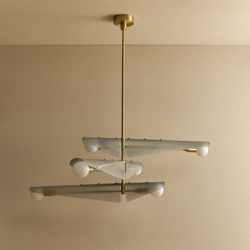 Tala Sycamore Chandelier 3 Tiers in Dawn Grey shown unlit