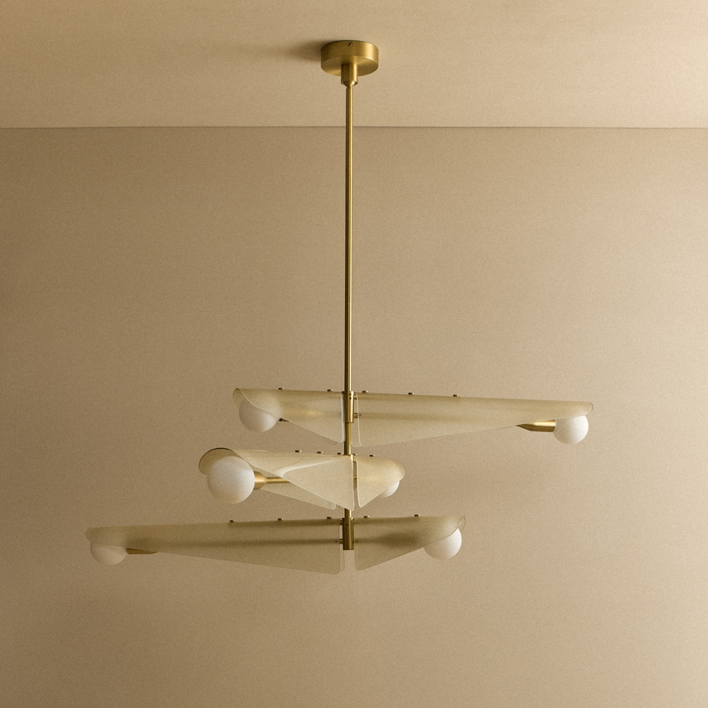 Tala Sycamore Chandelier 3 Tiers in Dusk Pink shown unlit
