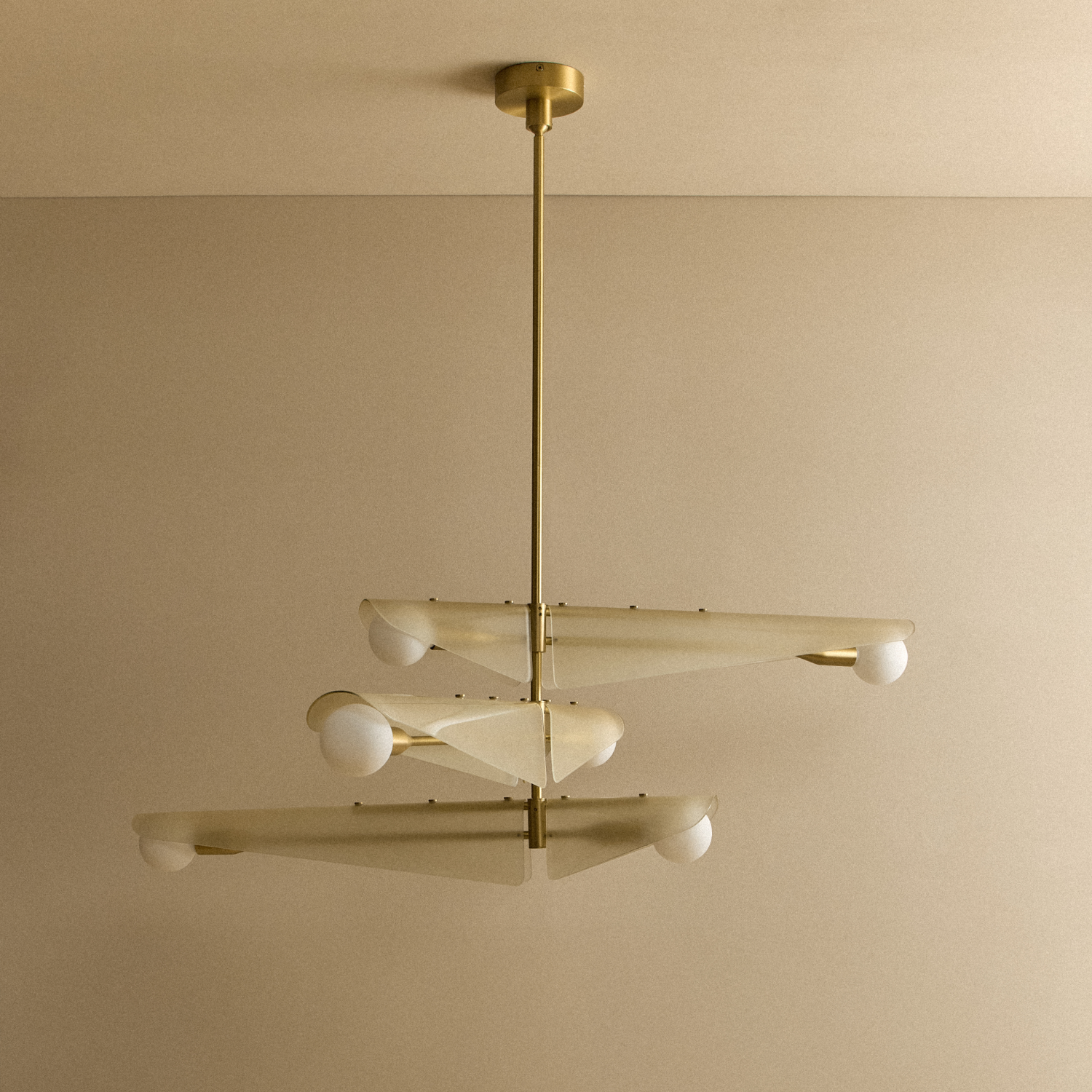 Tala Sycamore Chandelier 3 Tiers in Dusk Pink shown unlit