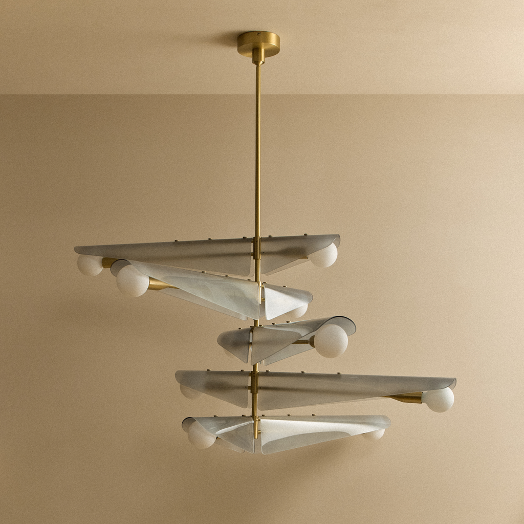 Tala Sycamore Chandelier 5 Tiers in Dawn Grey shown unlit