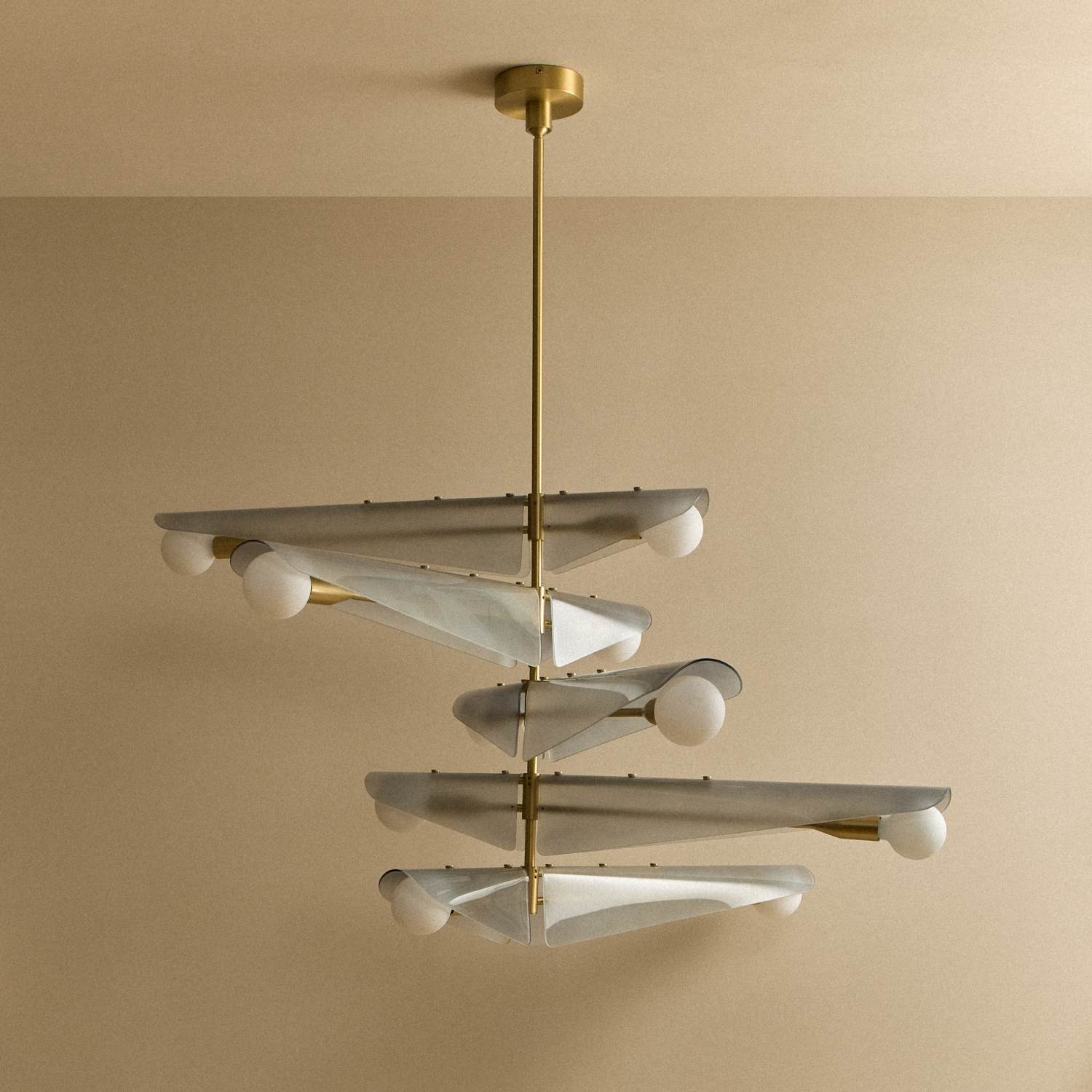 Tala Sycamore Chandelier 5 Tiers in Dawn Grey shown unlit